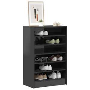 vidaXL Spintelė batams, pilkos spalvos, 60x35x92cm, MDP, ypač blizgi