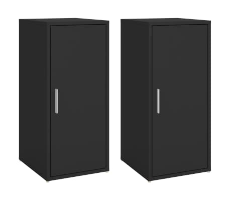 vidaXL Shoe Cabinets 2 pcs Black 32x35x70 cm Engineered Wood