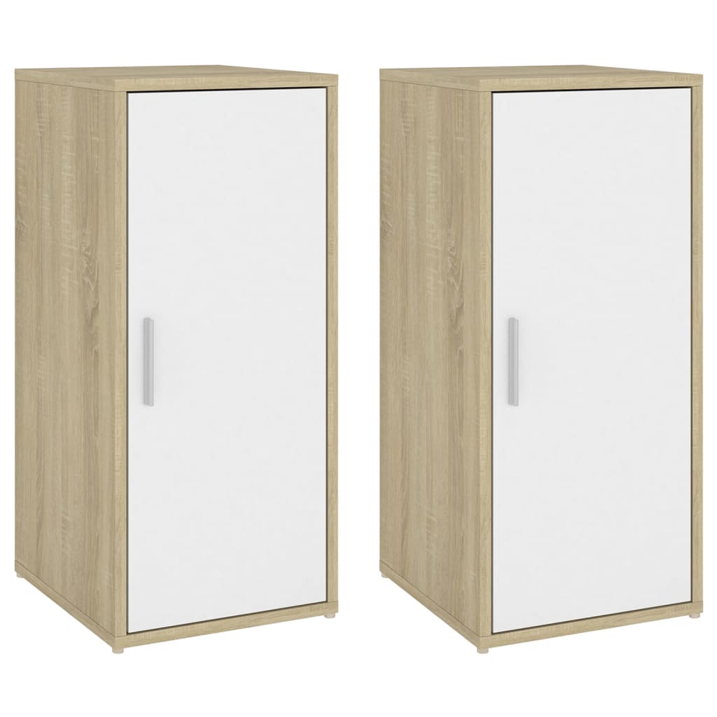 

vidaXL Schoenenkasten 2 st 32x35x70 cm spaanplaat wit en sonoma eiken
