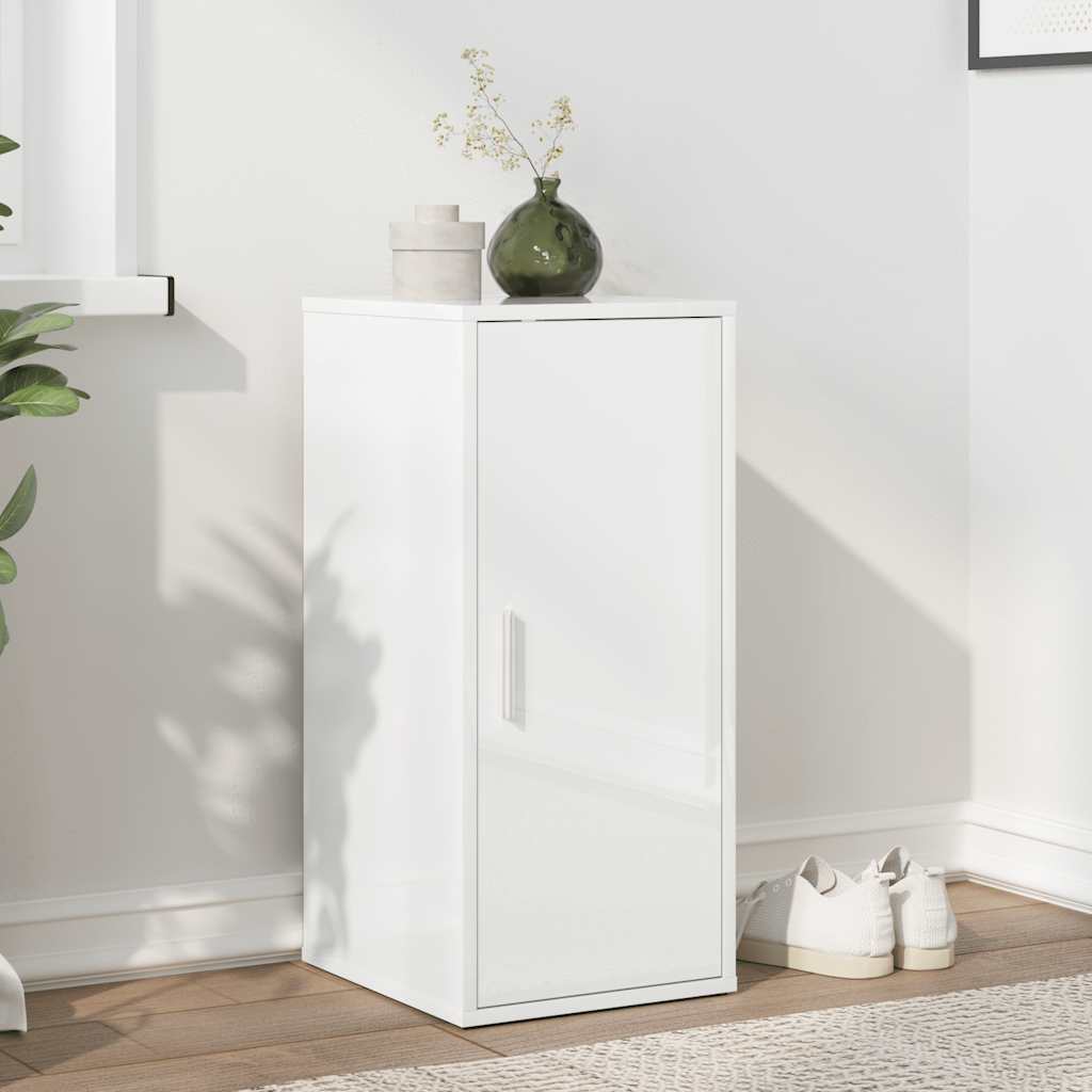 Armoire à chaussures Blanc brillant 32x35x70 cm Aggloméré