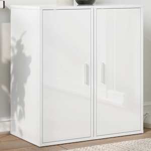 vidaXL Spintelės batams, 2vnt., baltos, 32x35x70cm, MDP, ypač blizgios