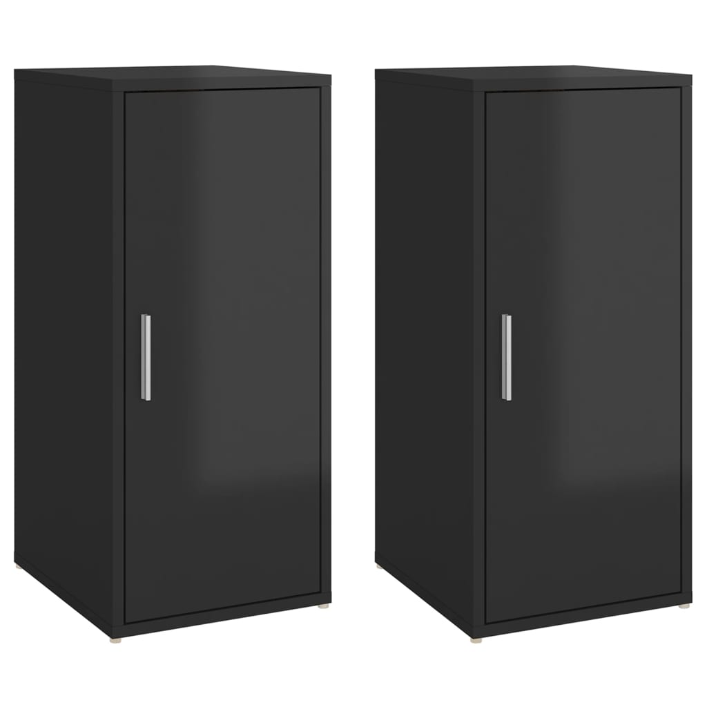 

vidaXL Schoenenkasten 2 st 32x35x70 cm spaanplaat hoogglans zwart