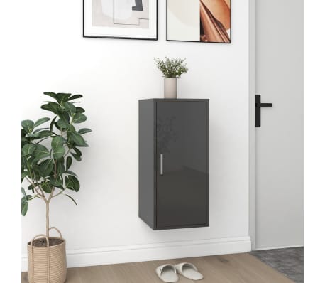 vidaXL Shoe Cabinet High Gloss Grey 32x35x70 cm Engineered Wood