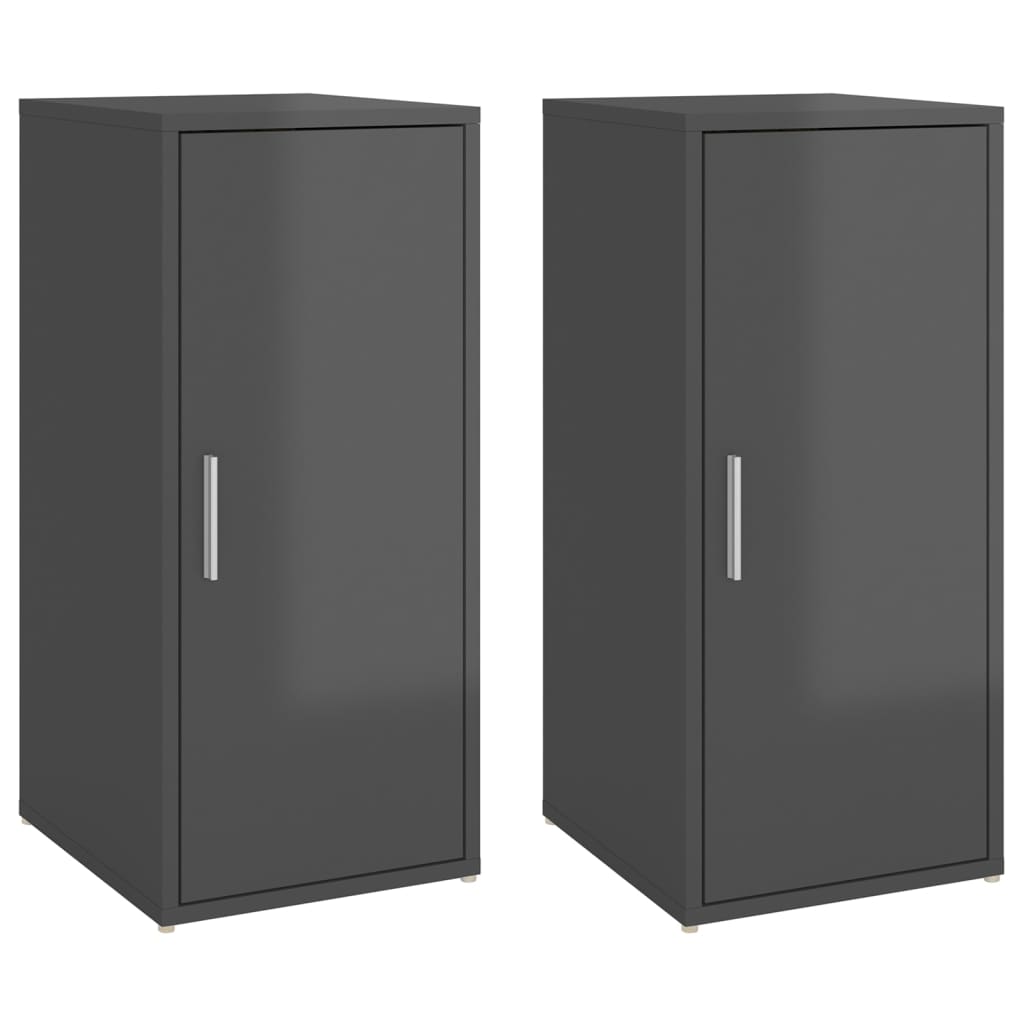 vidaXL Shoe Cabinets 2 pcs High Gloss Grey 32x35x70 cm Engineered Wood