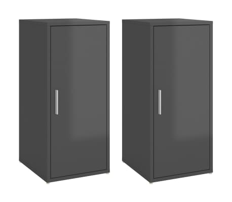 vidaXL Shoe Cabinets 2 pcs High Gloss Grey 32x35x70 cm Engineered Wood