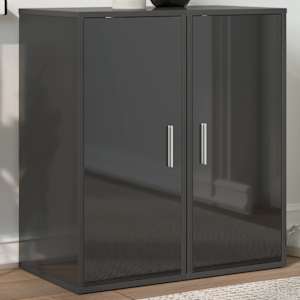 vidaXL Spintelės batams, 2vnt., pilkos, 32x35x70cm, MDP, ypač blizgios