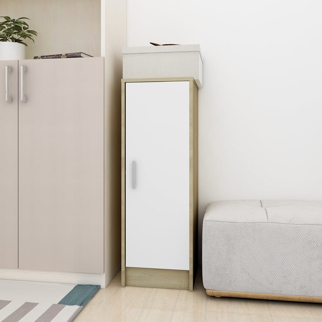 

vidaXL Schoenenkast 32x35x92 cm spaanplaat wit en sonoma eikenkleurig