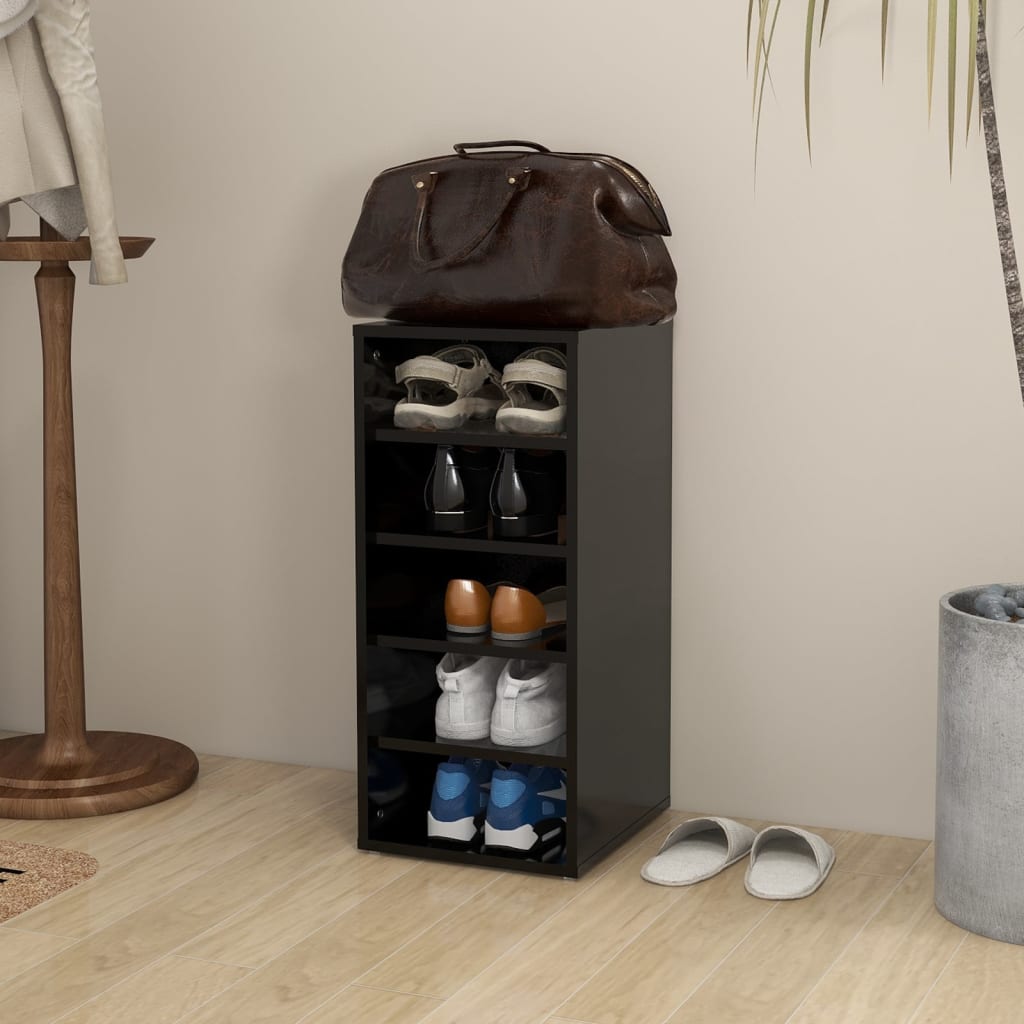 vidaXL Schoenenkast 31,5x35x70 cm spaanplaat zwart afbeelding