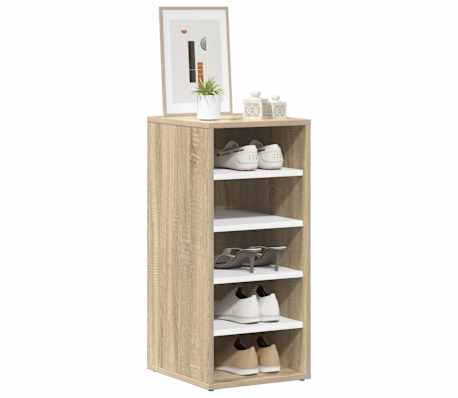 vidaXL Sapateiras 2 pcs 31,5x35x70 cm contrapl. branco/carvalho sonoma