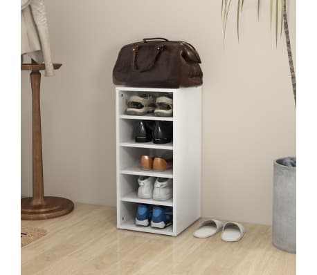 vidaXL Shoe Cabinet High Gloss White 31.5x35x70 cm Engineered Wood