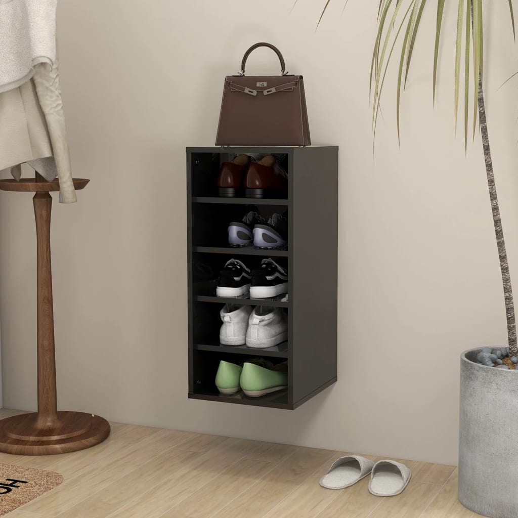 

vidaXL Schoenenkast 31,5x35x70 cm spaanplaat hoogglans zwart