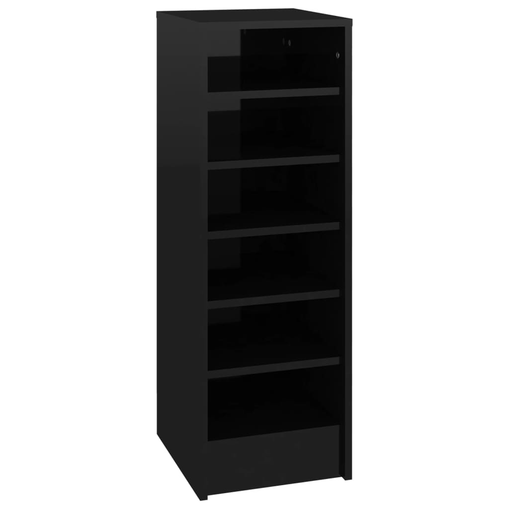 vidaXL Schoenenkast 31,5x35x90 cm spaanplaat hoogglans zwart