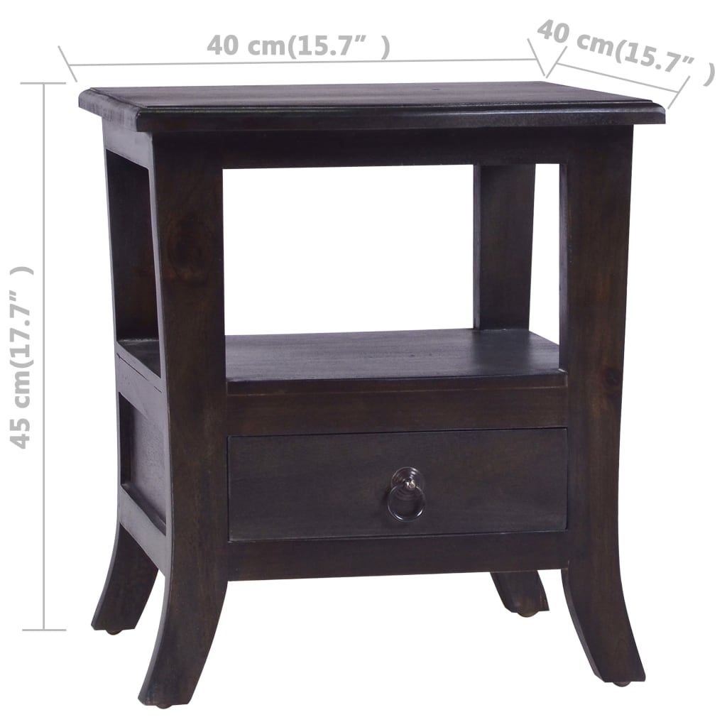 Noční stolek kávově černý 40x40x45 cm masivní mahagonové dřevo