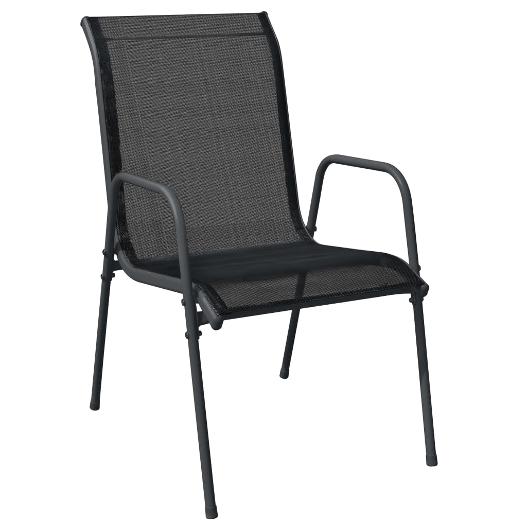 vidaXL Tuinstoelen 2 st staal en textileen zwart afbeelding
