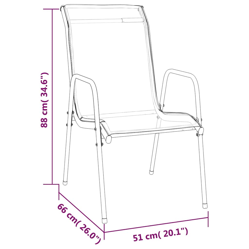 Garden Chairs 2 Pcs Steel And Textilene Black VidaXL 17 width=274