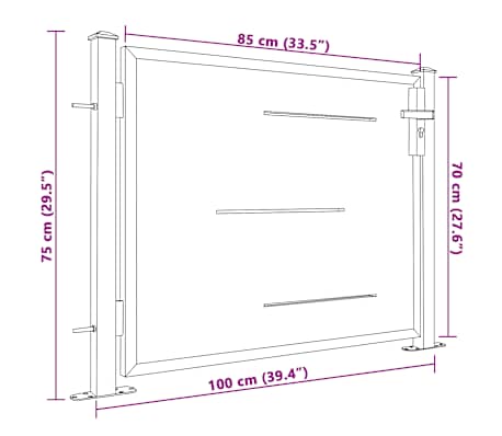 Quot;Remise"Porte De Jardin Clôture,UU, Portail De Jardin - 85x175 Cm Acier Corten Design De Bambou