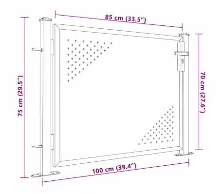vidaXL Cancello da Giardino 100x75 cm in Acciaio Inossidabile | Leroy