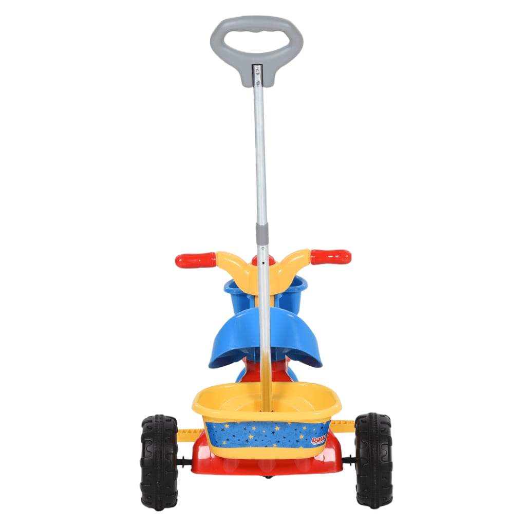 Dětská tříkolka s vodicí tyčí vícebarevná