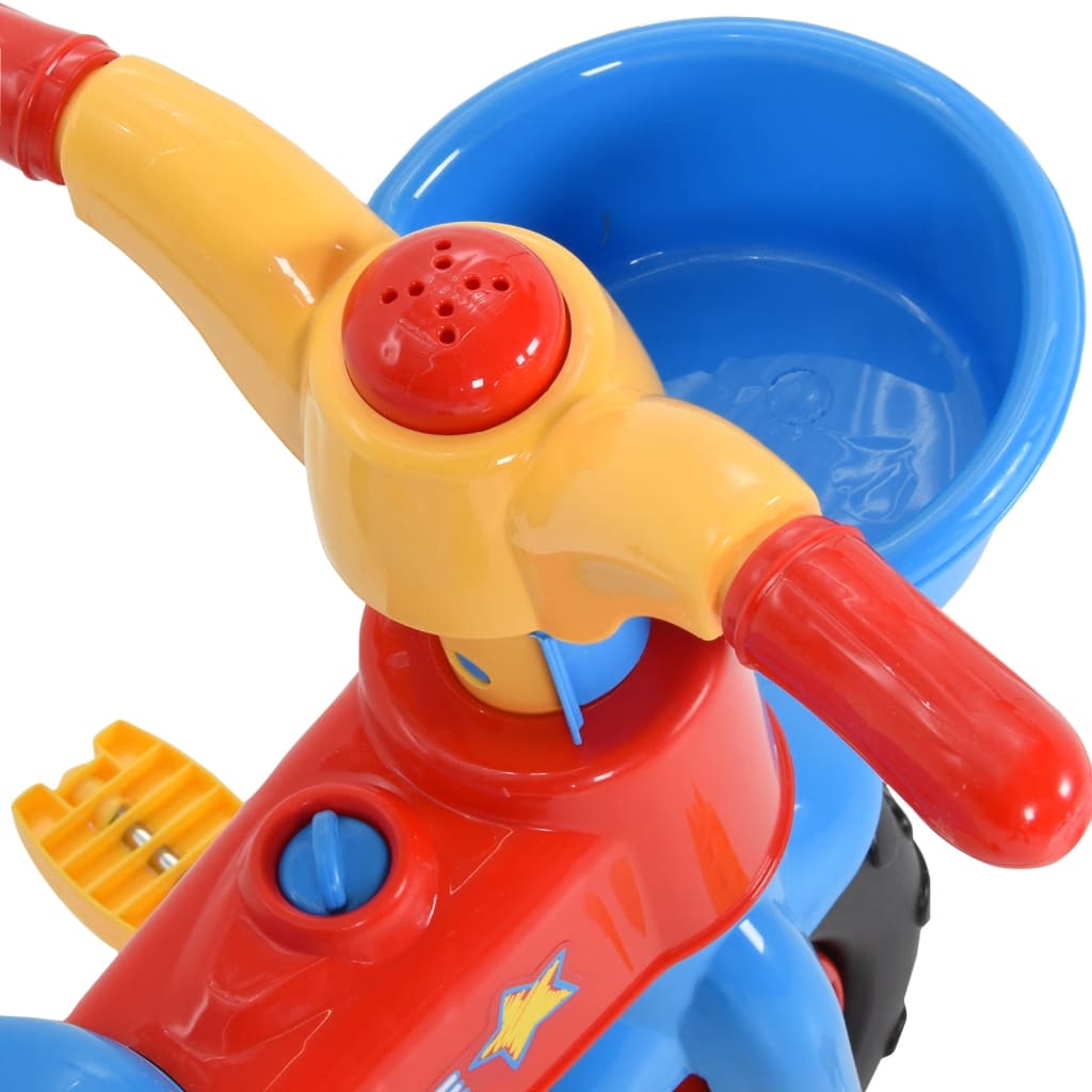 Dětská tříkolka s vodicí tyčí vícebarevná