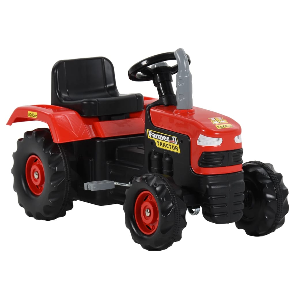 vidaXL Tractor pentru copii cu pedale, roșu și negru vidaXL