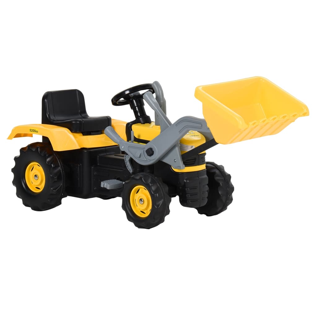 Dětský šlapací traktor s rypadlem žlutý a černý