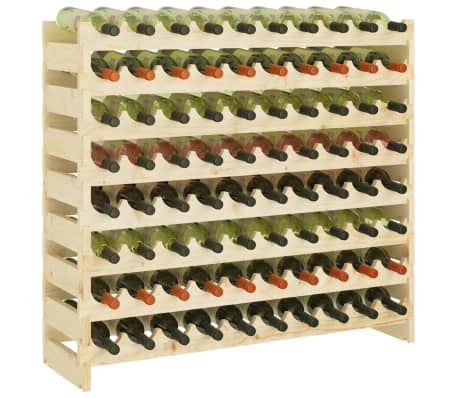 vidaXL vīna pudeļu plaukts, 101x29x90 cm, priedes masīvkoks