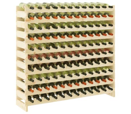 vidaXL Vyno butelių stovas, 119x29x112cm, pušies medienos masyvas