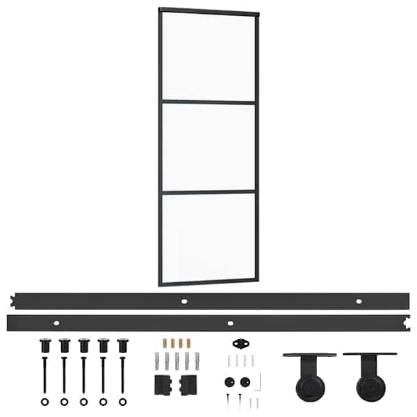 vidaXL liuguks riistvarakomplektiga, ESG klaas ja alumiinium, 76x205cm