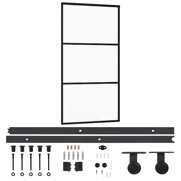 vidaXL liuguks riistvarakomplektiga, ESG klaas, alumiinium, 102x205cm