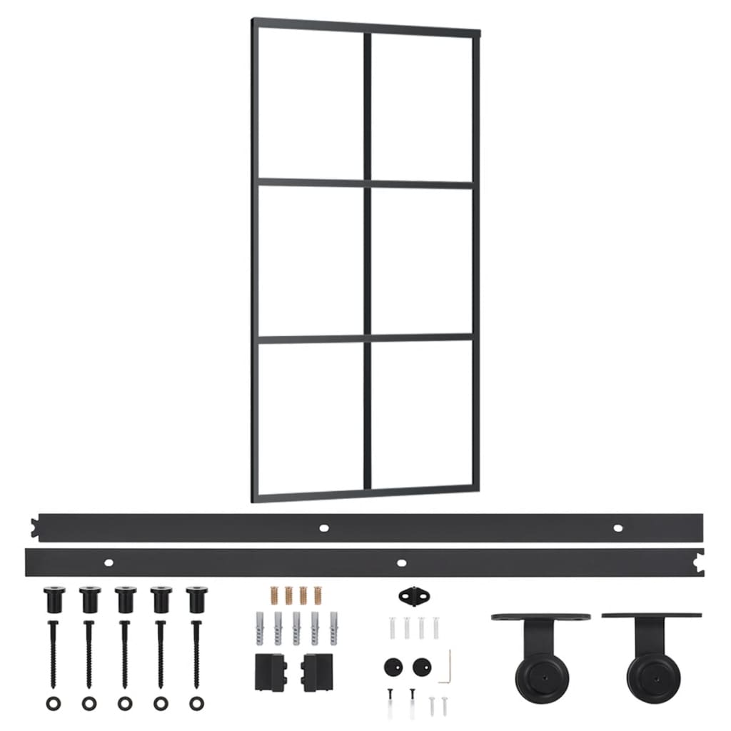 vidaXL Posuvné dveře s kováním ESG sklo a hliník 102 x 205 cm