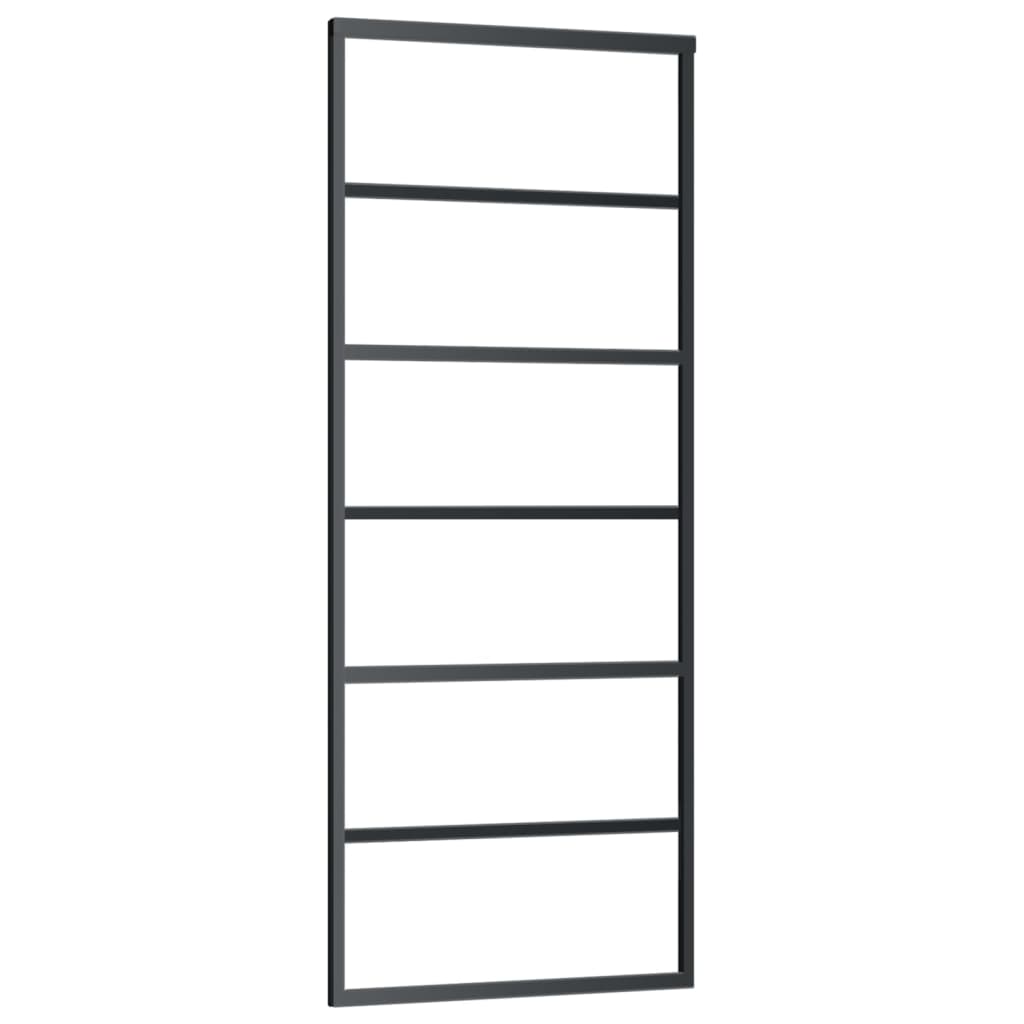 

vidaXL Schuifdeur met beslag 76x205 cm aluminium en ESG-glas