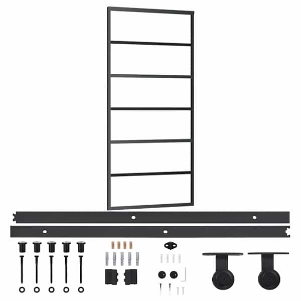 vidaXL liuguks riistvarakomplektiga, ESG klaas ja alumiinium, 90x205cm