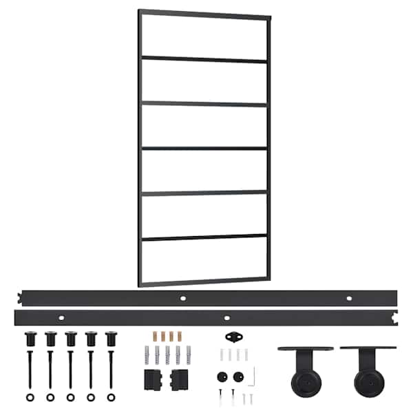 vidaXL liuguks riistvarakomplektiga, ESG klaas, alumiinium, 102x205cm