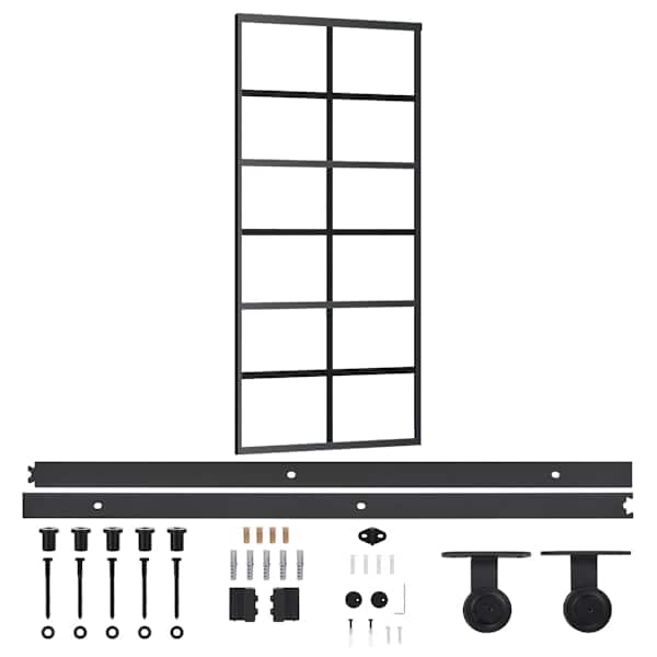 vidaXL liuguks riistvarakomplektiga, ESG klaas ja alumiinium, 90x205cm