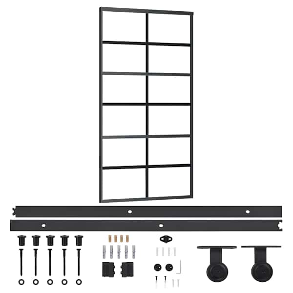 vidaXL liuguks riistvarakomplektiga, ESG klaas, alumiinium, 102x205cm