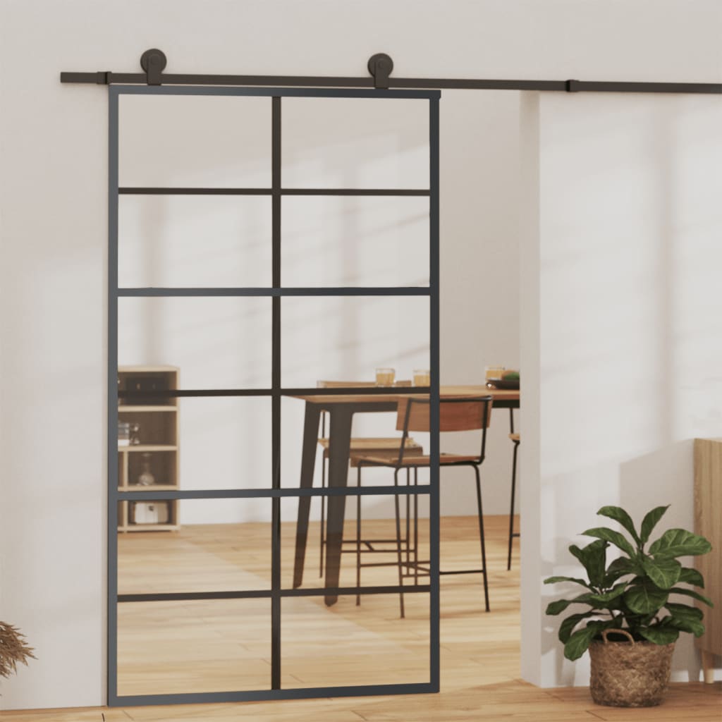 vida XL Schiebetür mit Beschlag ESG-Glas & Aluminium 102x 205 cm