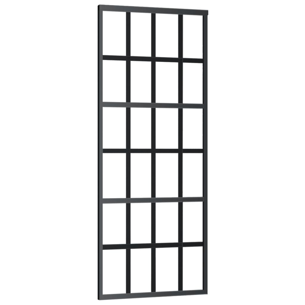 

vidaXL Schuifdeur met beslag 76x205 cm aluminium en ESG-glas