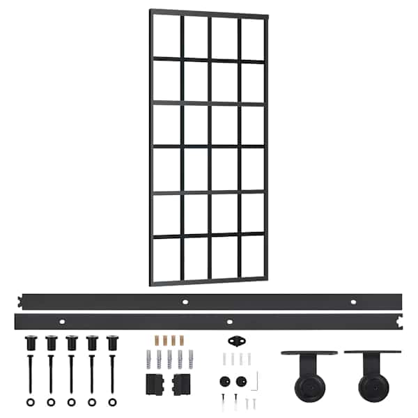 vidaXL liuguks riistvarakomplektiga, ESG klaas ja alumiinium, 90x205cm