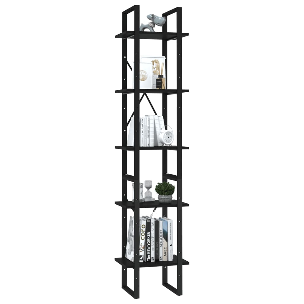 

vidaXL Boekenkast met 5 schappen 40x30x175 cm spaanplaat zwart