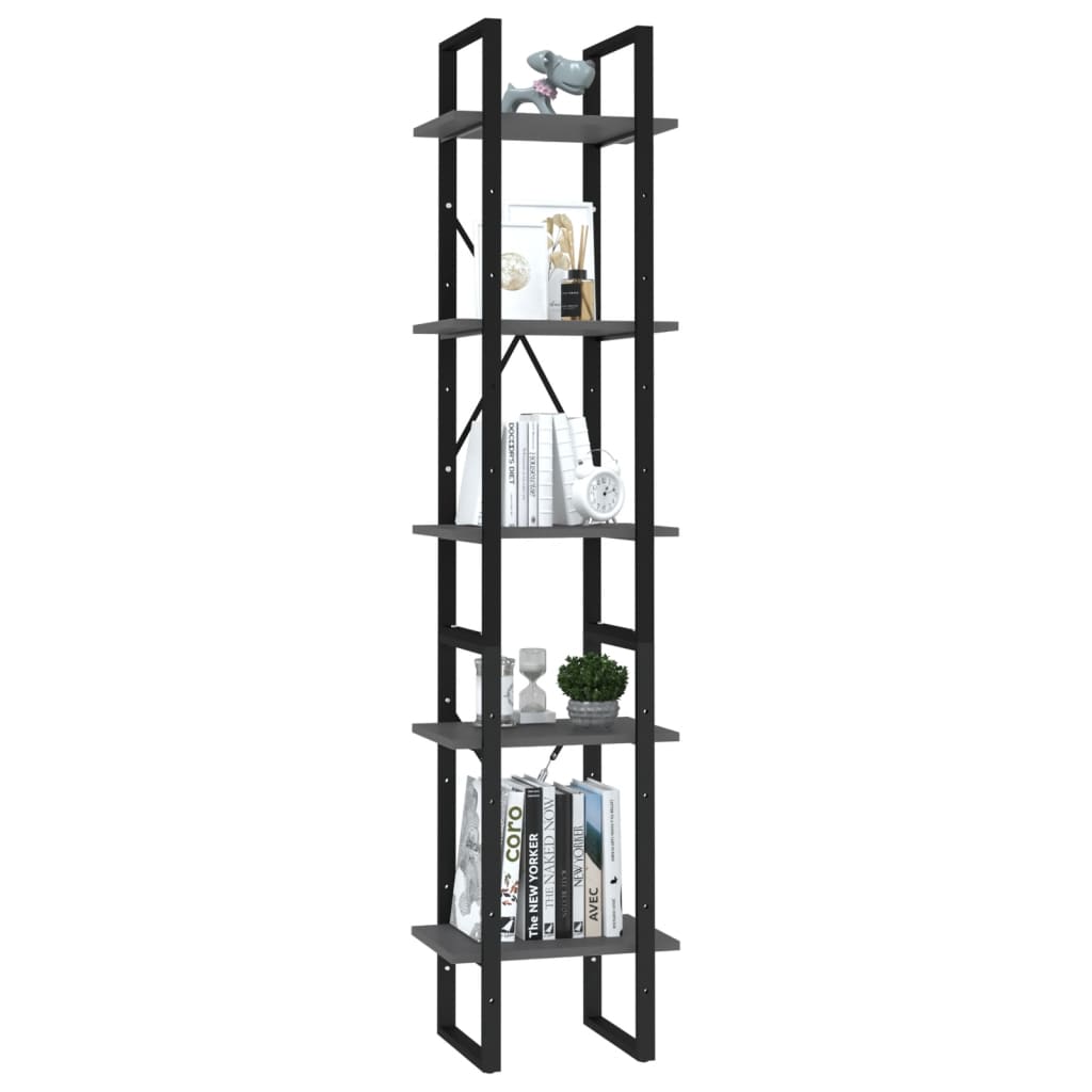 

vidaXL Boekenkast met 5 schappen 40x30x175 cm spaanplaat grijs