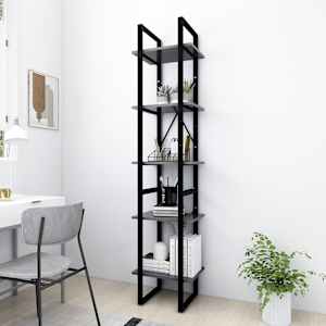 Knjižna omara 5-nadstropna siva 40x30x175 cm inženirski les