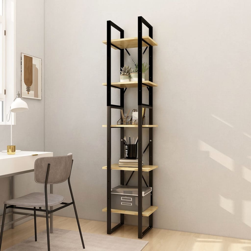 HOMCOM Libreria Moderna Salvaspazio 5 Ripiani in Legno 33x28x161cm Grigio  Bianco