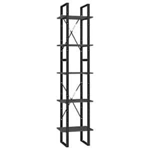 Knihovna s 5 policemi šedá 40 x 30 x 175 cm borové dřevo - obrázek 2