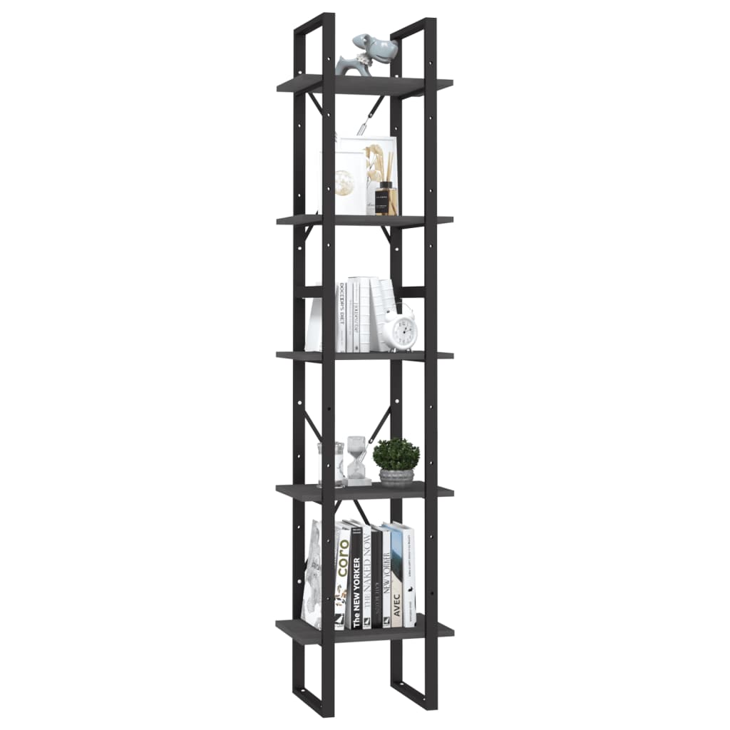 

vidaXL Boekenkast met 5 schappen 40x30x175 cm grenenhout grijs