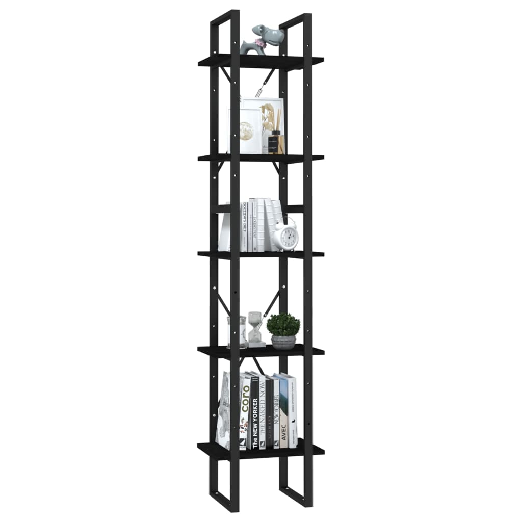 

vidaXL Boekenkast met 5 schappen 40x30x175 cm grenenhout zwart