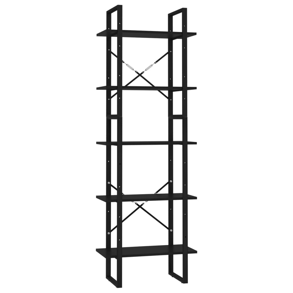 vidaXL Boekenkast met 5 schappen 60x30x175 cm bewerkt hout zwart
