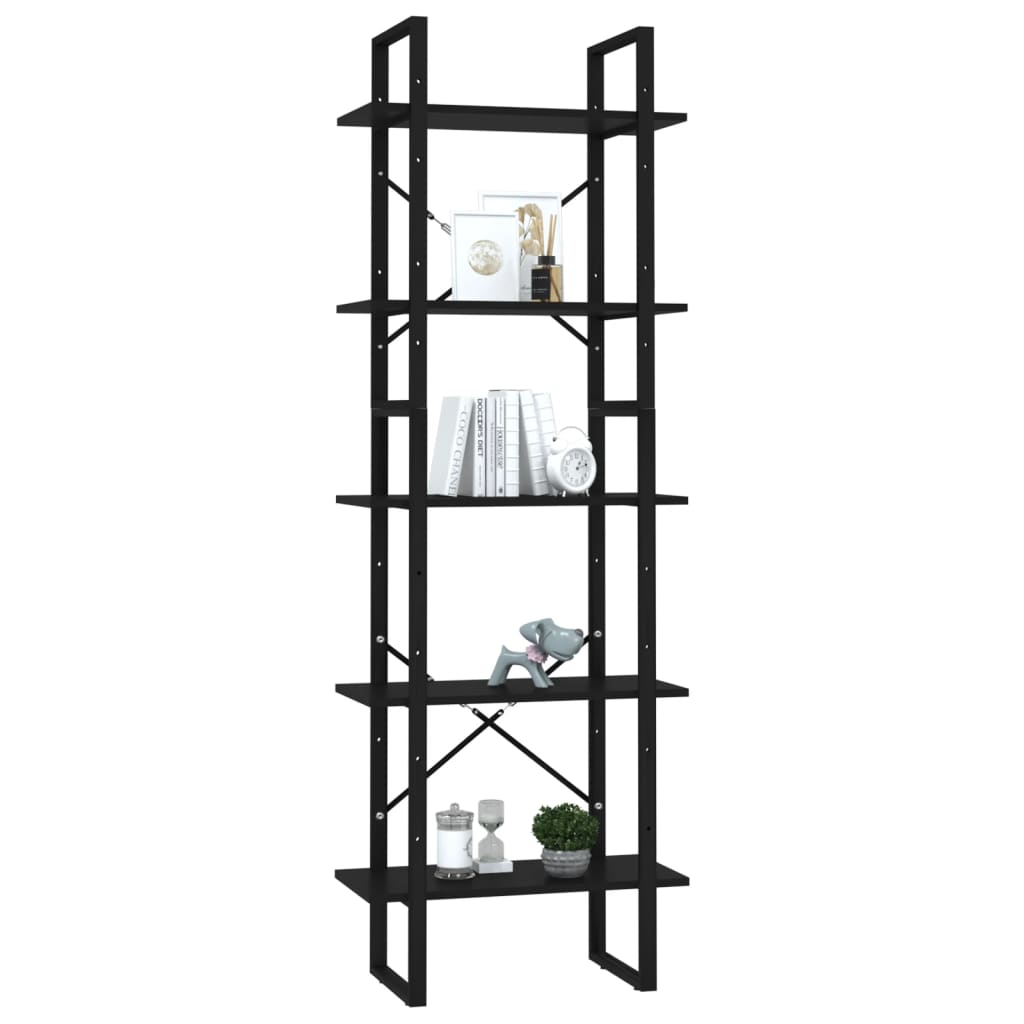 

vidaXL Boekenkast met 5 schappen 60x30x175 cm spaanplaat zwart