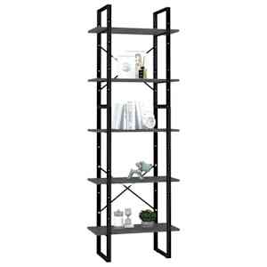Knihovna s 5 policemi šedá 60 x 30 x 175 cm kompozitní dřevo - obrázek 3