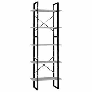 Knihovna s 5 policemi betonově šedá 60 x 30 x 175 cm kompozit - obrázek 2