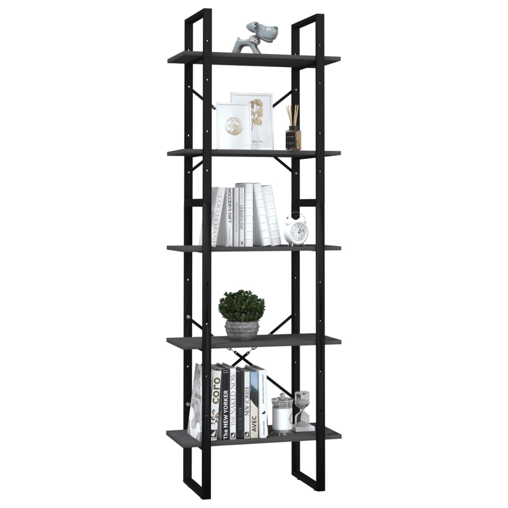 

vidaXL Boekenkast met 5 schappen 60x30x175 cm grenenhout grijs